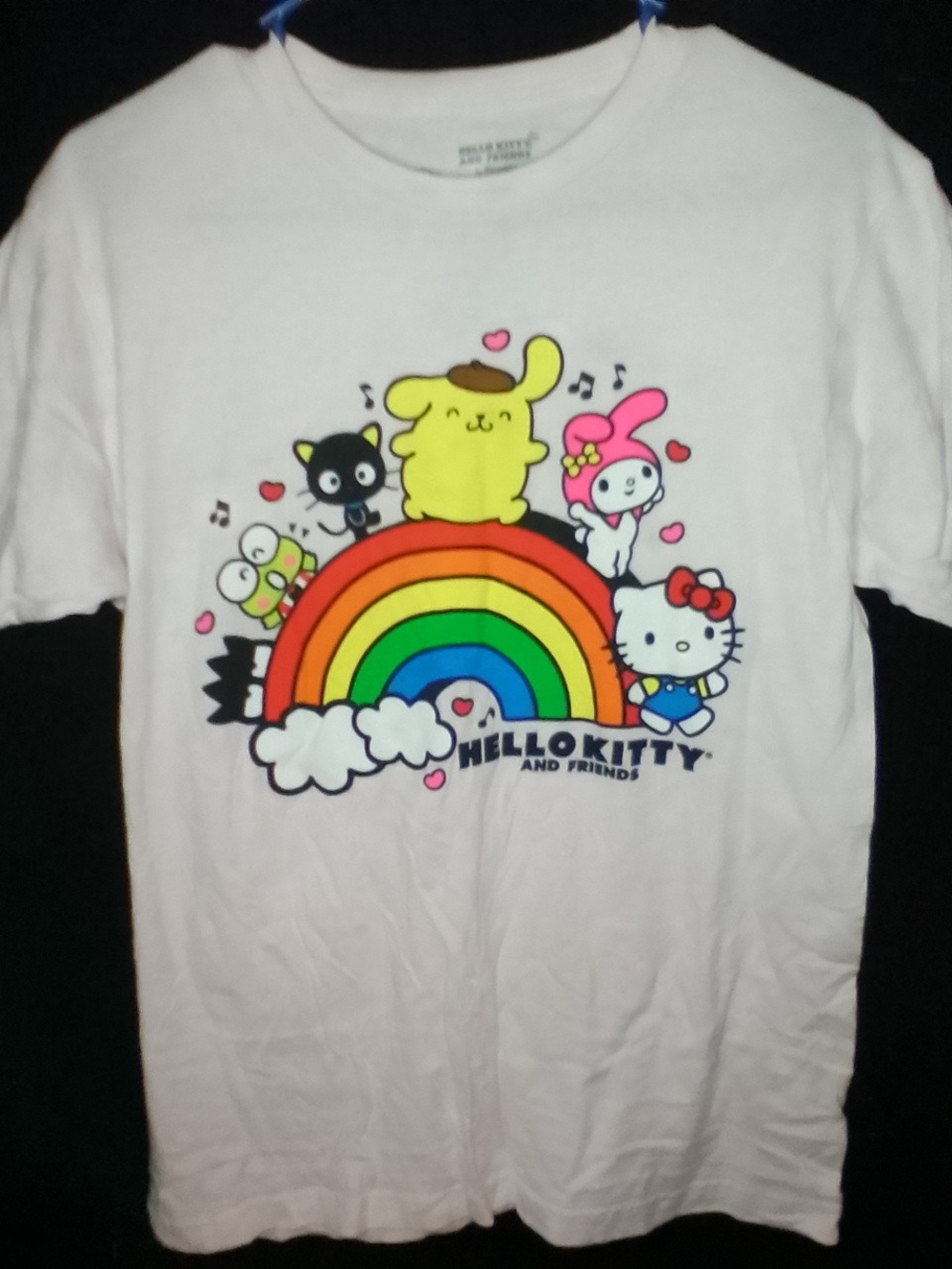 Sanrio Light Pink Tee with Rainbow & Hello Kitty Friends Medium